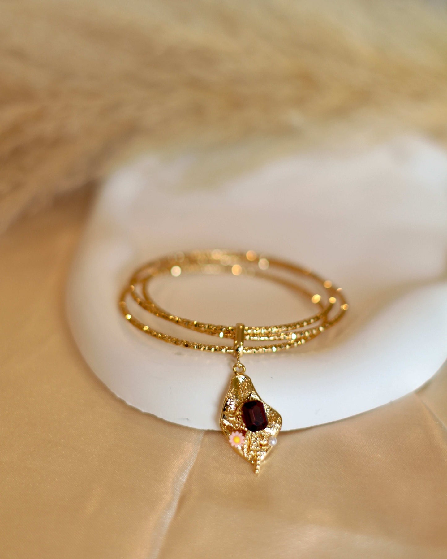 18K Gold Plated Bangles with Stone Detailing - Occean By Soumali