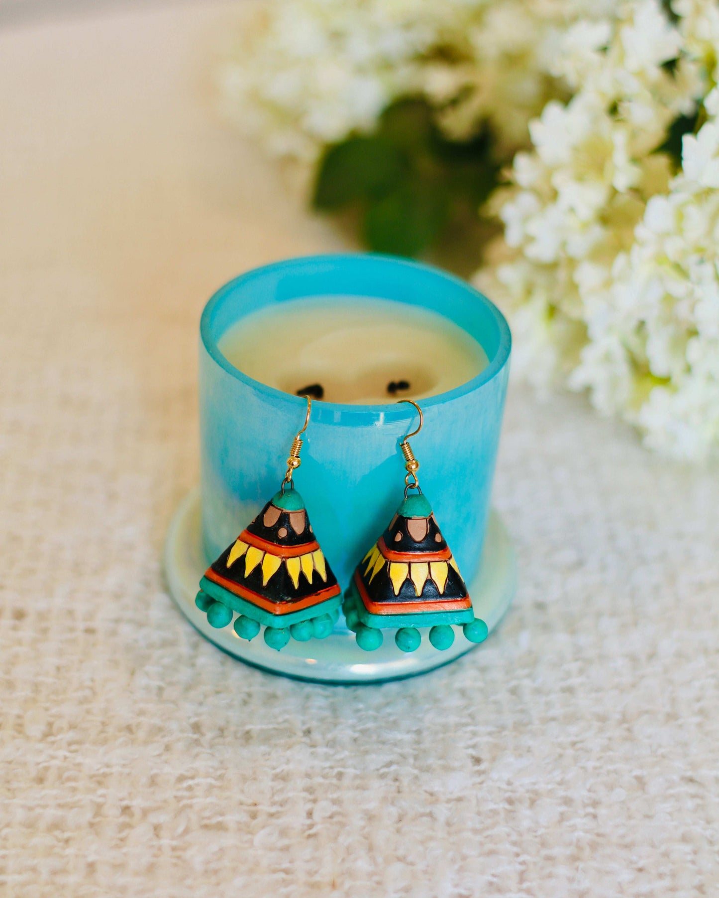 Artisan Terracotta Jhumka Earrings | Hand-Painted & Handcrafted - Occean By Soumali