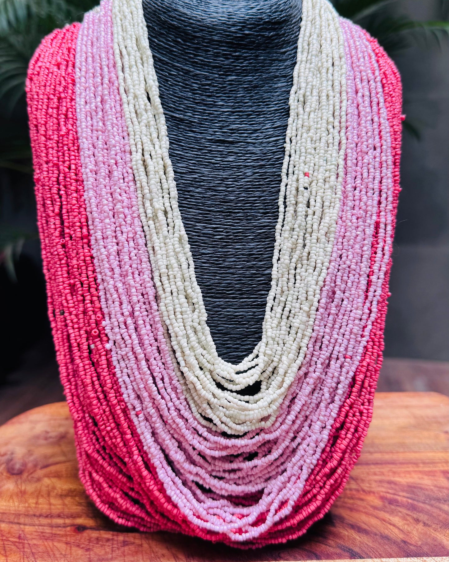 Boho Ombre Seed Bead Statement Necklace