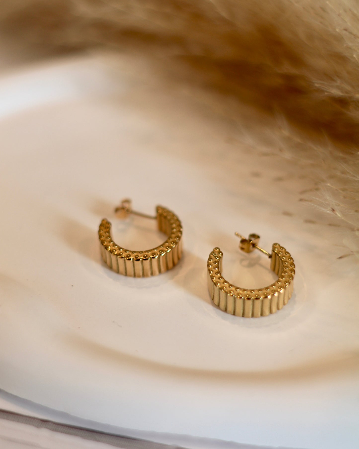 Chunky Gold Pave Hoop Earrings