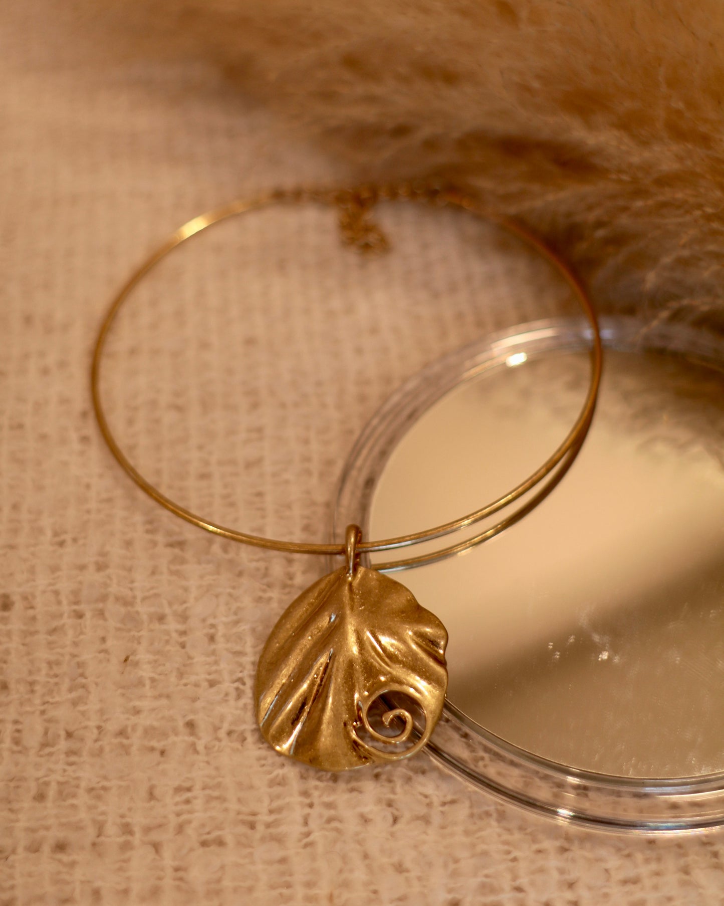 Contemporary Statement Gold Leaf Choker Necklace