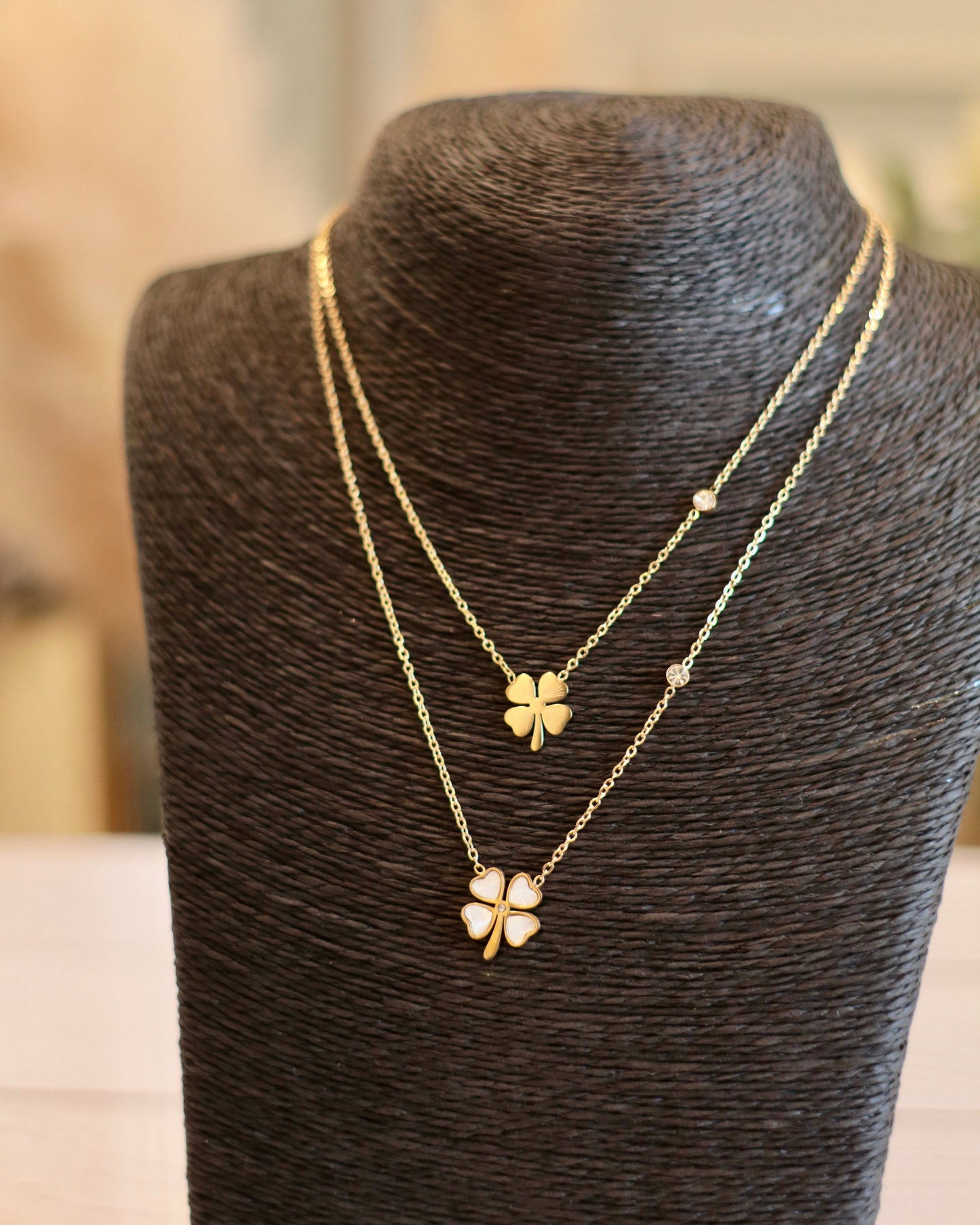 Dainty Four-Leaf Clover Layering Necklace