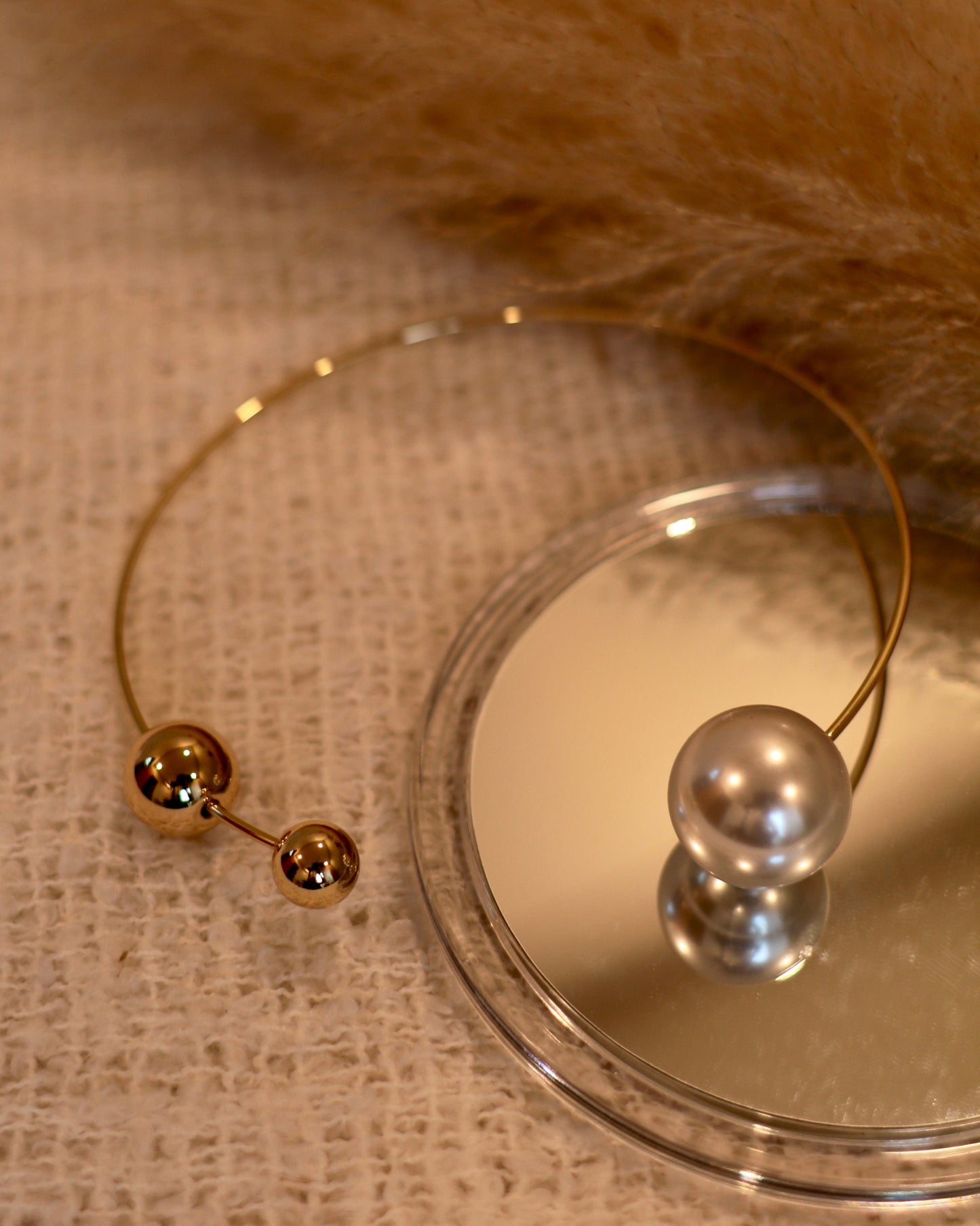 Dainty Gold Open-Cuff Necklace with Pearl