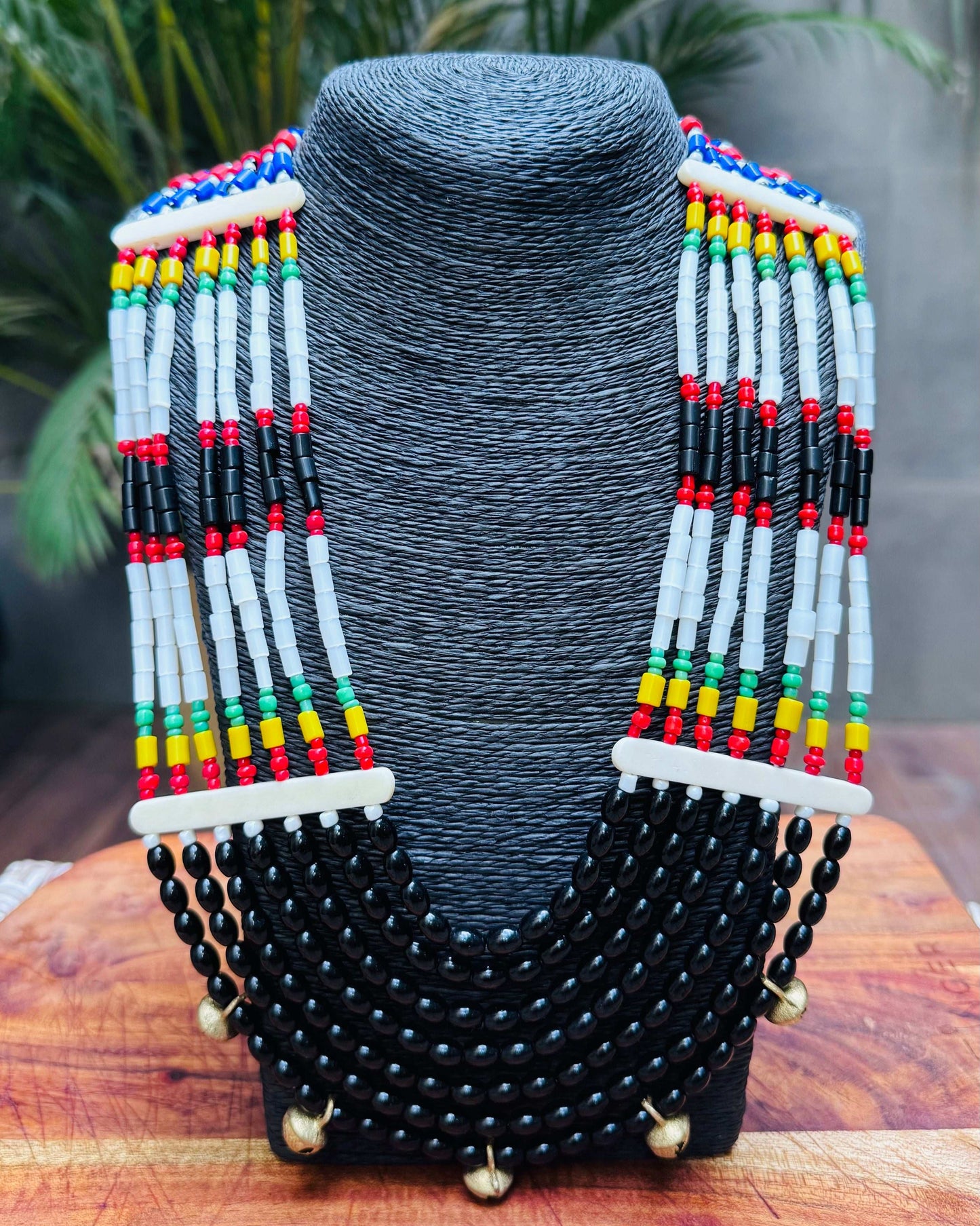 Elegant Multicolour Statement Necklace with Multiple Strands - Occean By Soumali