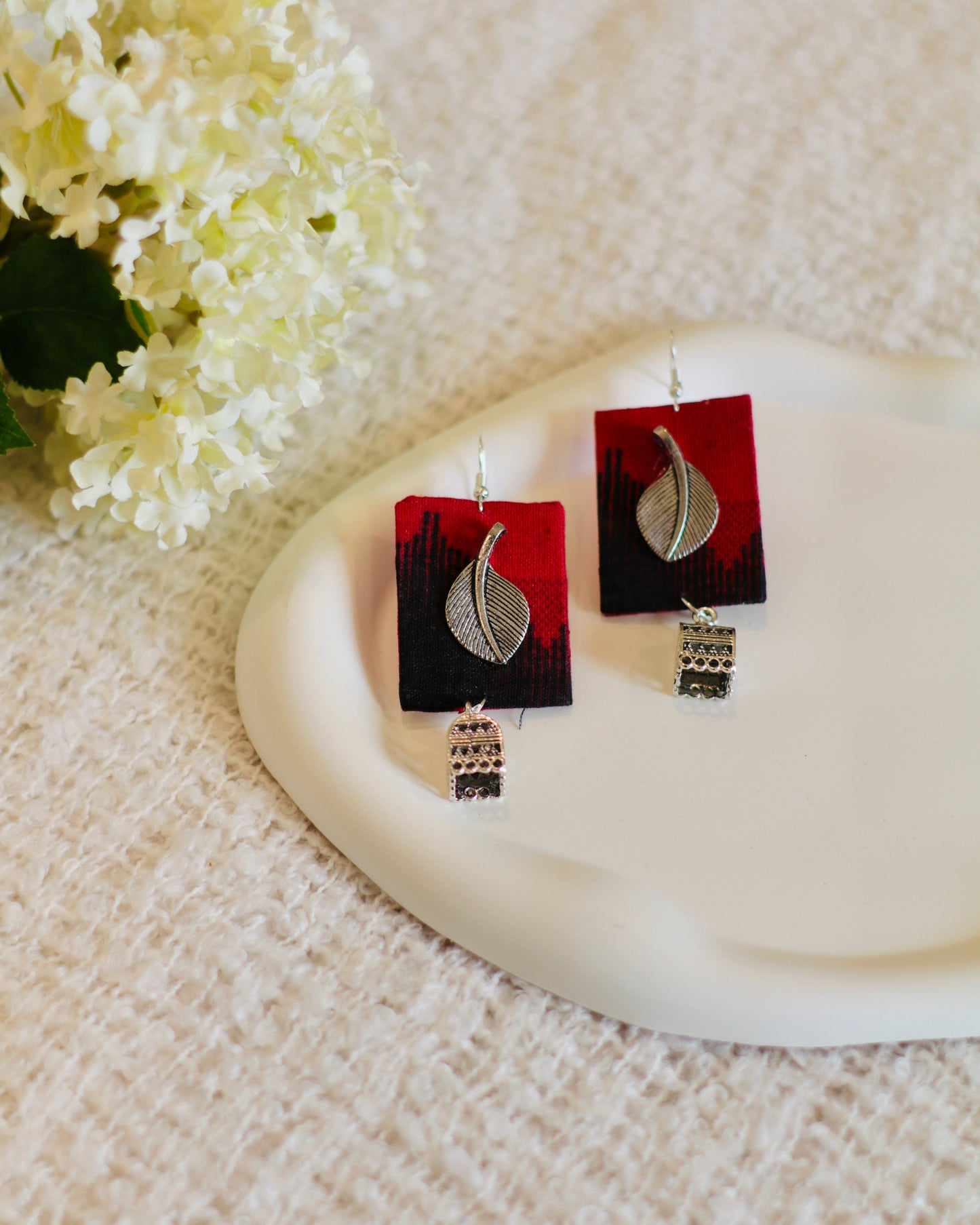 Handmade Fabric Drop Earrings - Modern & Classy