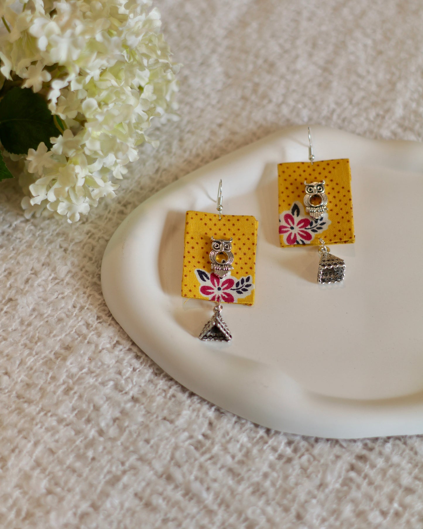 Handmade Fabric Drop Earrings - Modern & Classy