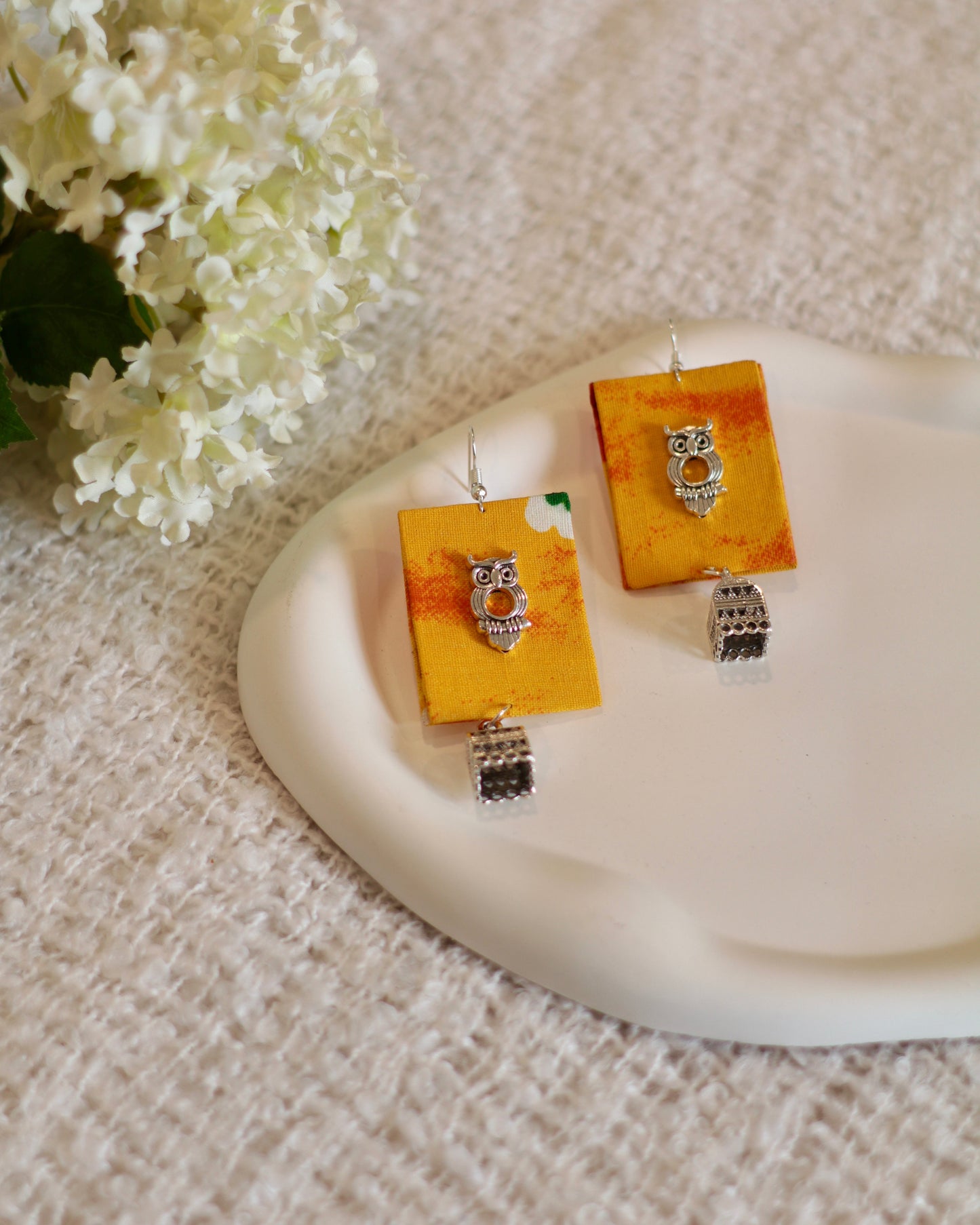 Handmade Fabric Drop Earrings - Modern & Classy