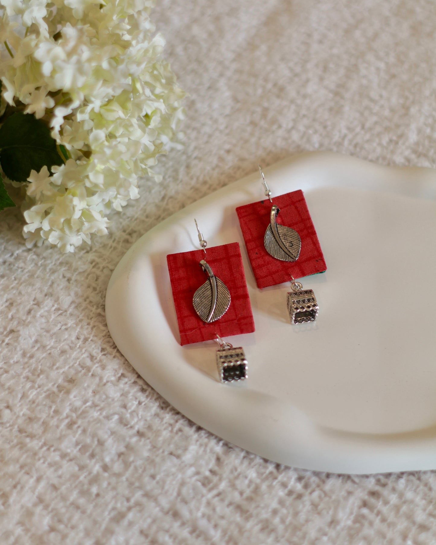 Handmade Fabric Drop Earrings - Modern & Classy
