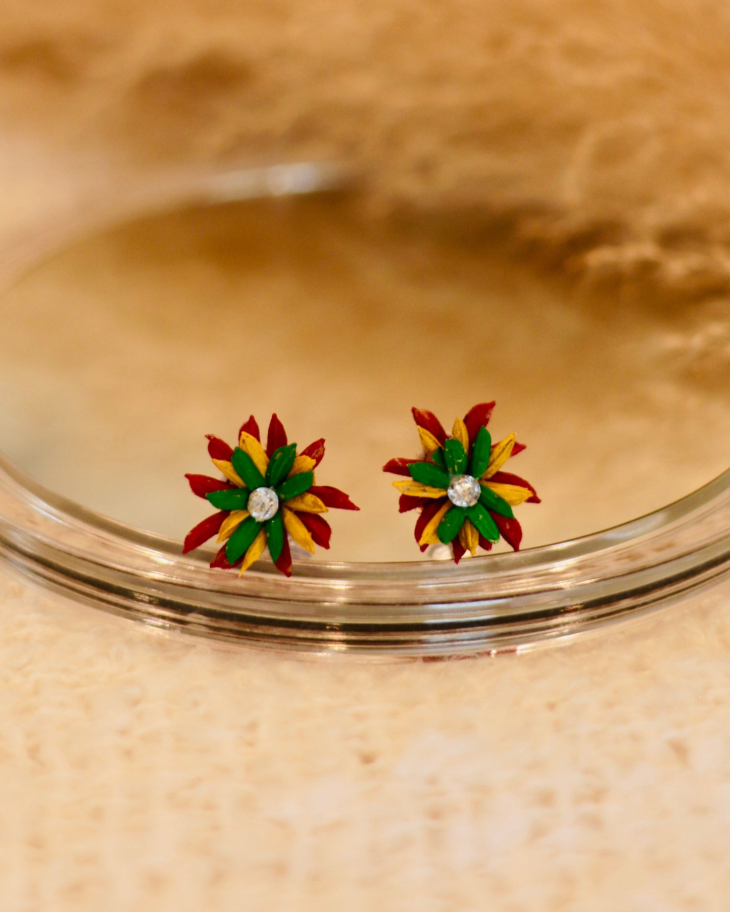 Lightweight Multicolour Rice Grain Stud Earrings