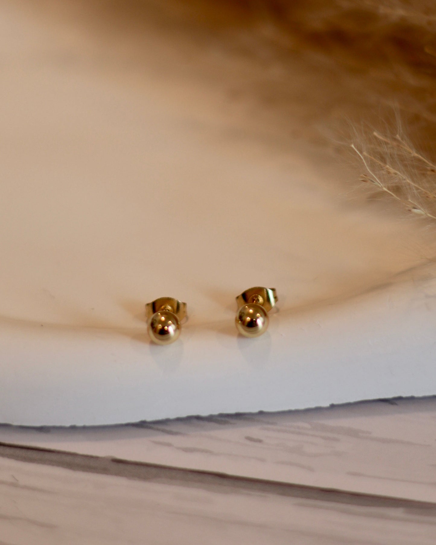 Modern Gold Flower & Ball Stud Set with Pearl Accent - Set of 3