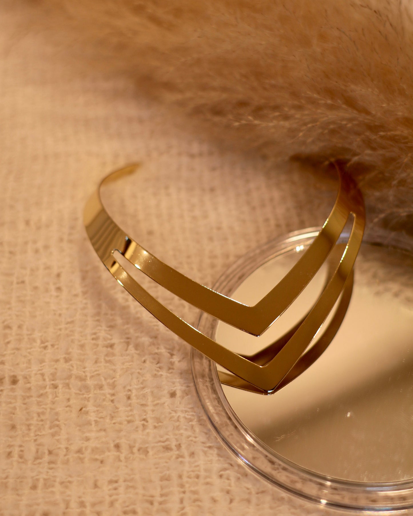 Modern Gold V-Shape Statement Cuff Necklace