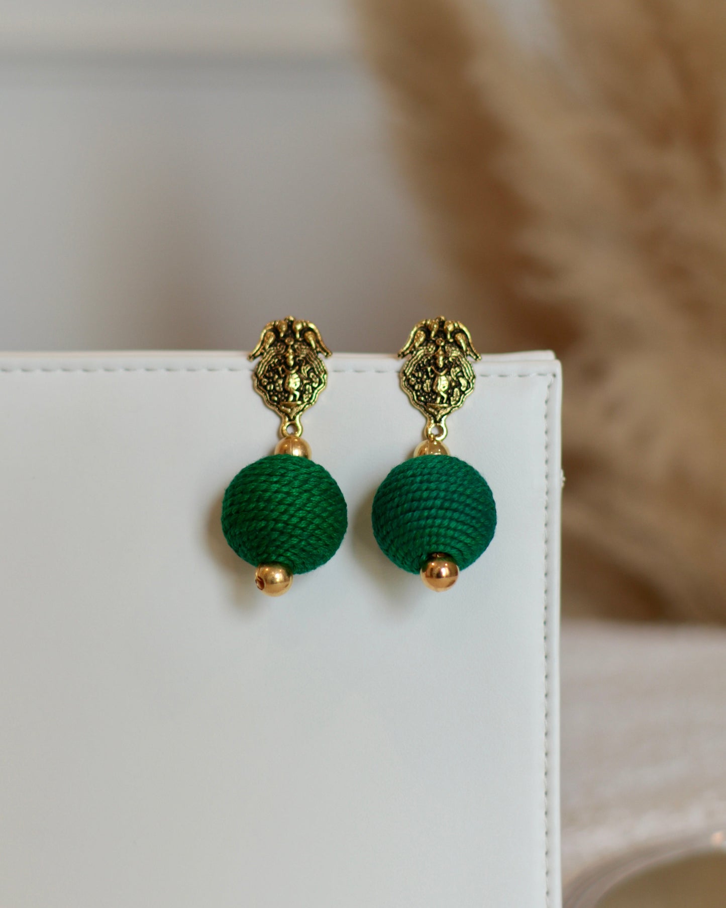Stylish Thread Ball Drop Earrings with Charm