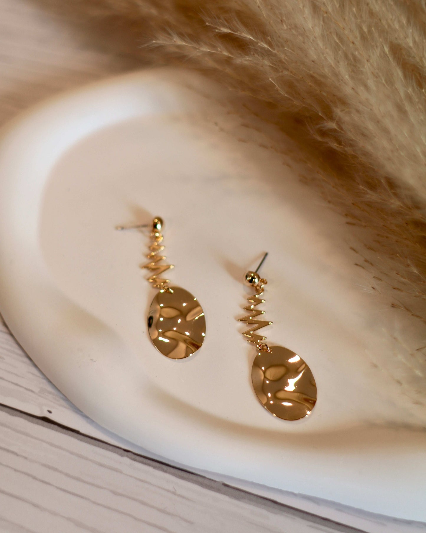 Textured Disc & Bar Drop Earrings - Occean By Soumali