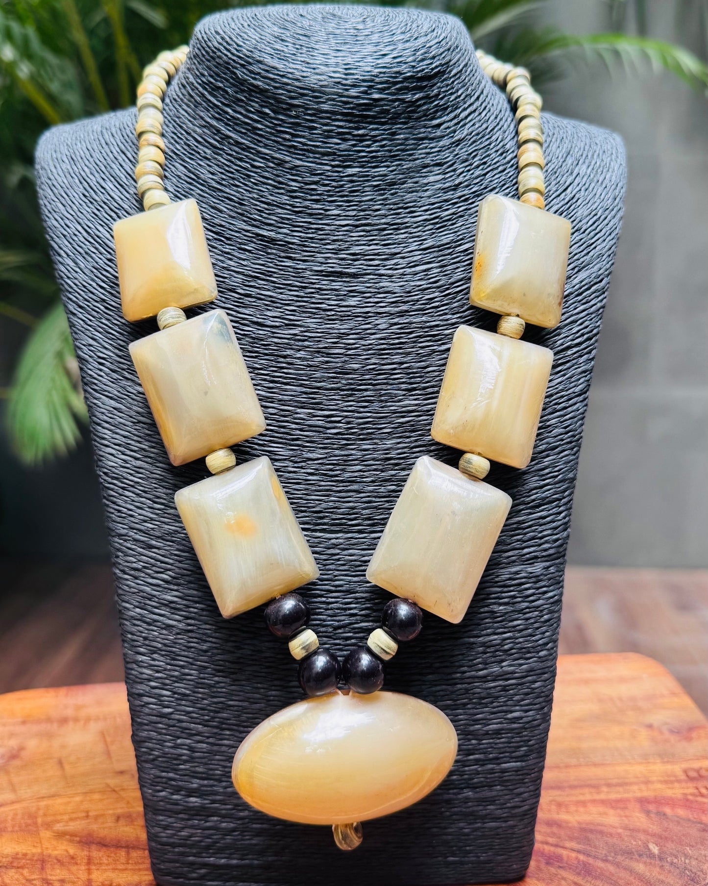 Tribal Beige Beaded Ethnic Necklace