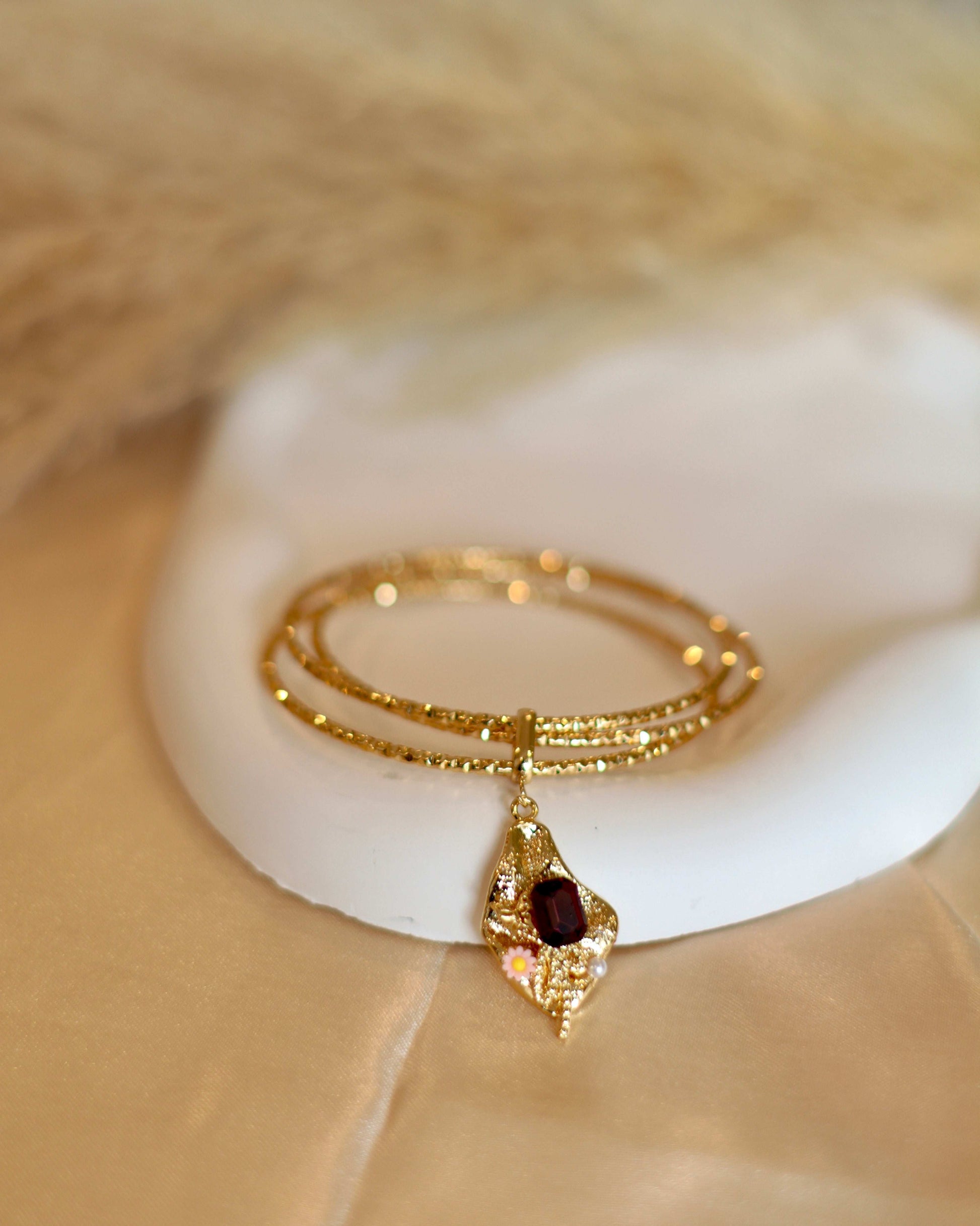 18K Gold Plated Bangles with Stone Detailing - Occean By Soumali