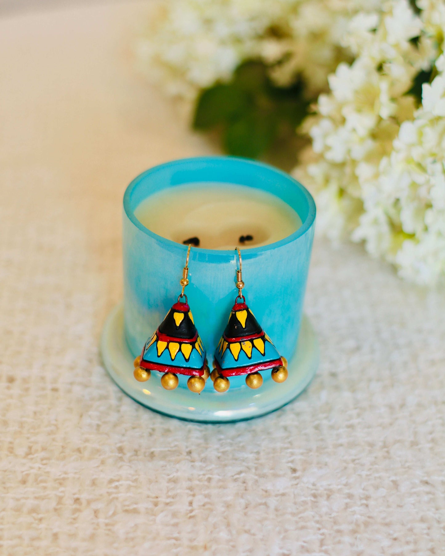 Artisan Terracotta Jhumka Earrings | Hand-Painted & Handcrafted - Occean By Soumali