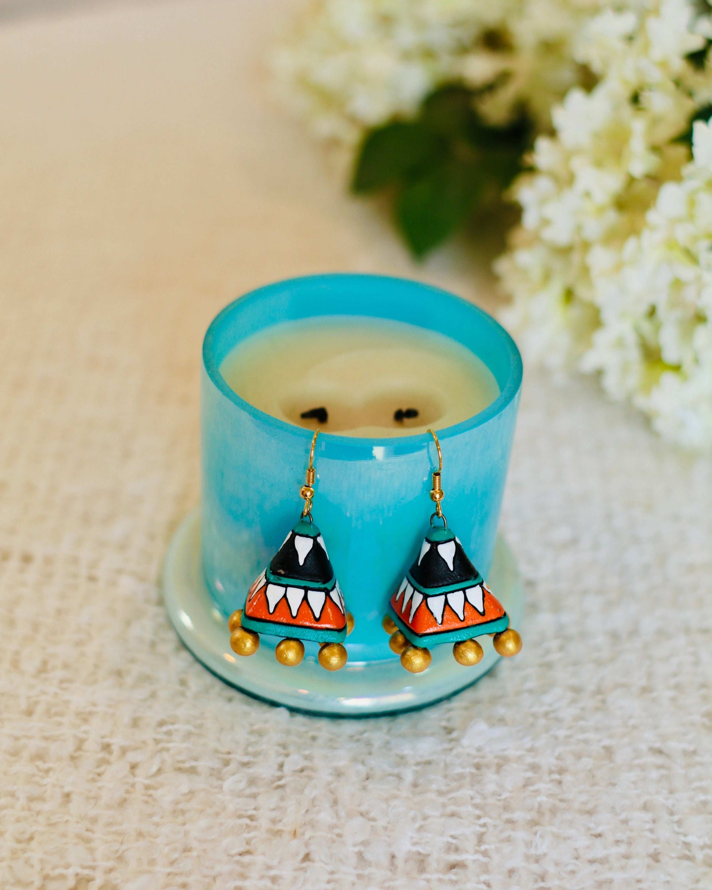 Artisan Terracotta Jhumka Earrings | Hand-Painted & Handcrafted - Occean By Soumali