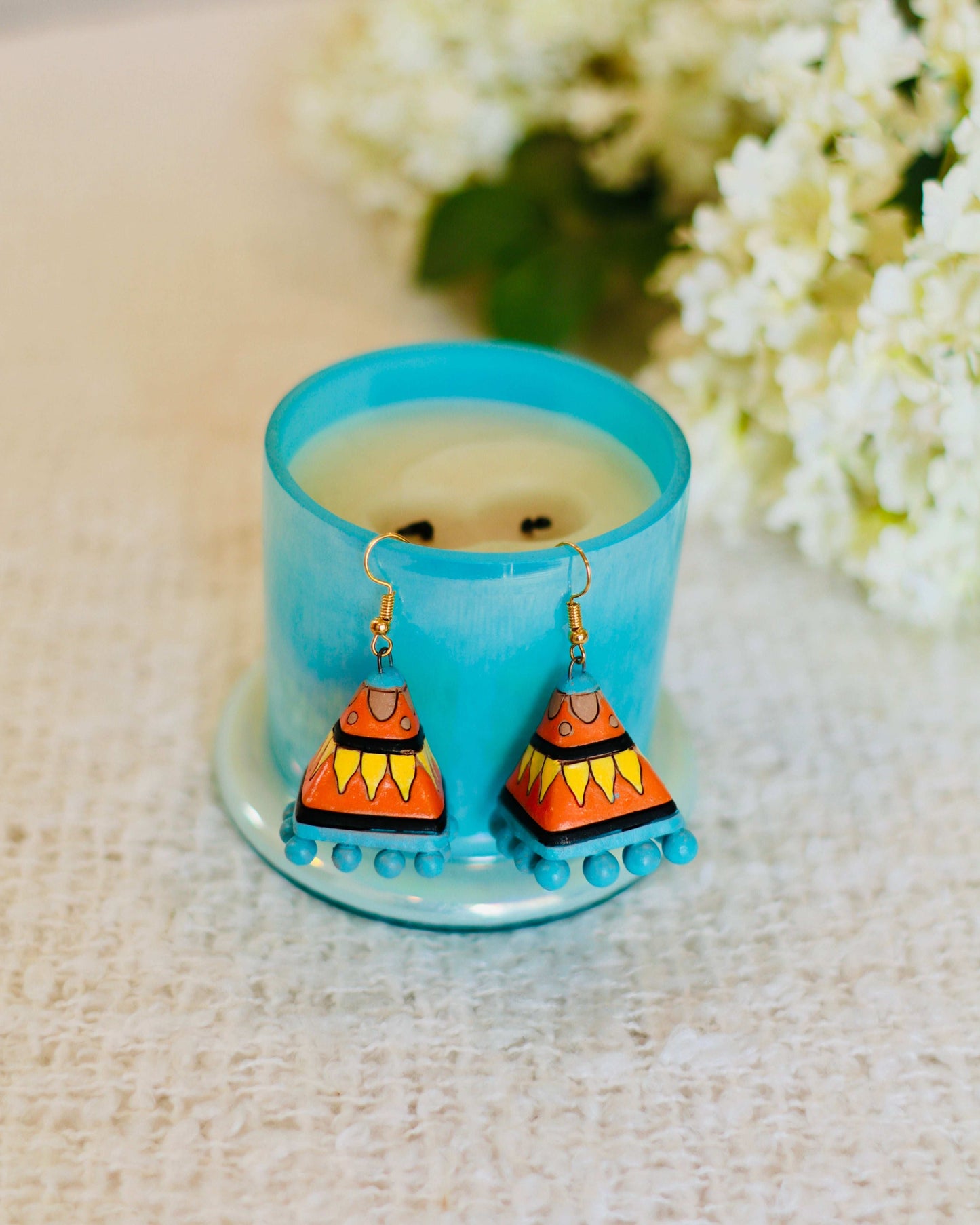 Artisan Terracotta Jhumka Earrings | Hand-Painted & Handcrafted - Occean By Soumali