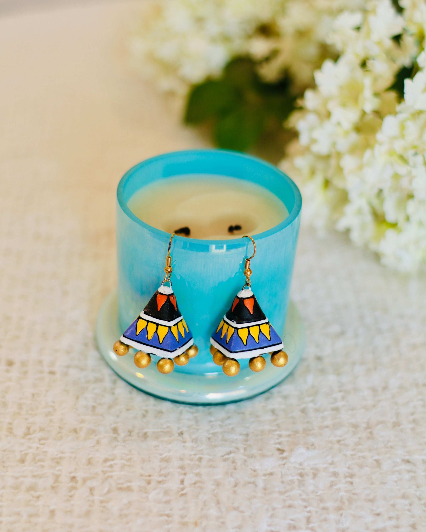 Artisan Terracotta Jhumka Earrings | Hand-Painted & Handcrafted - Occean By Soumali