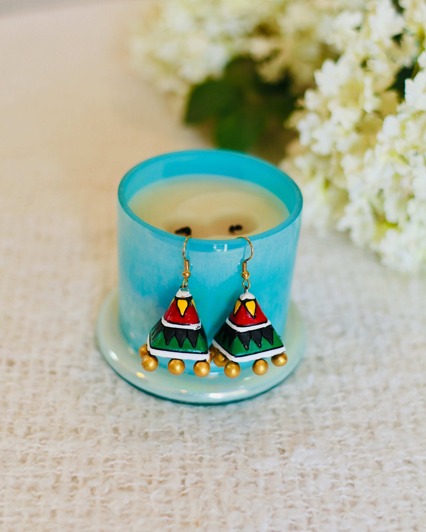 Artisan Terracotta Jhumka Earrings | Hand-Painted & Handcrafted - Occean By Soumali