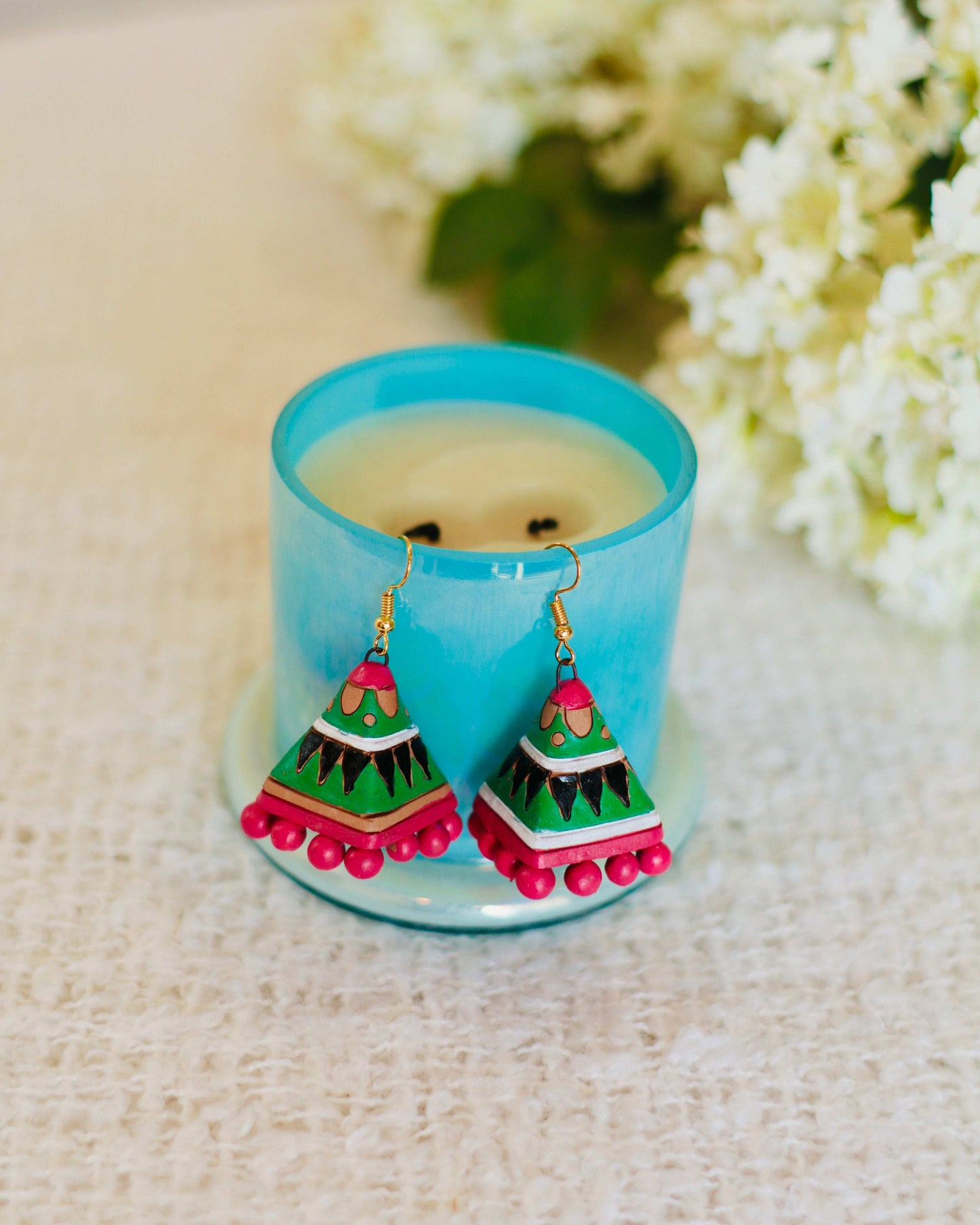 Artisan Terracotta Jhumka Earrings | Hand-Painted & Handcrafted - Occean By Soumali