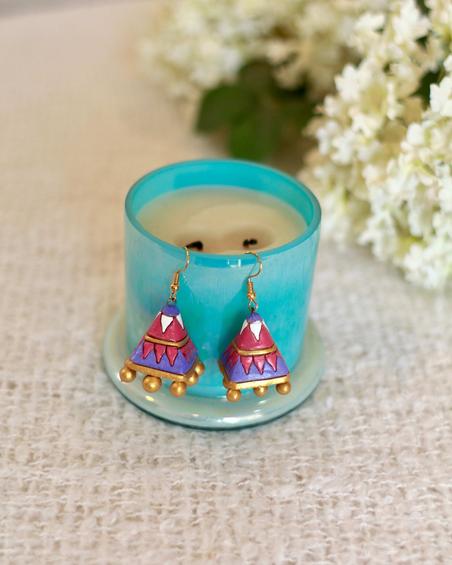 Artisan Terracotta Jhumka Earrings | Hand-Painted & Handcrafted - Occean By Soumali