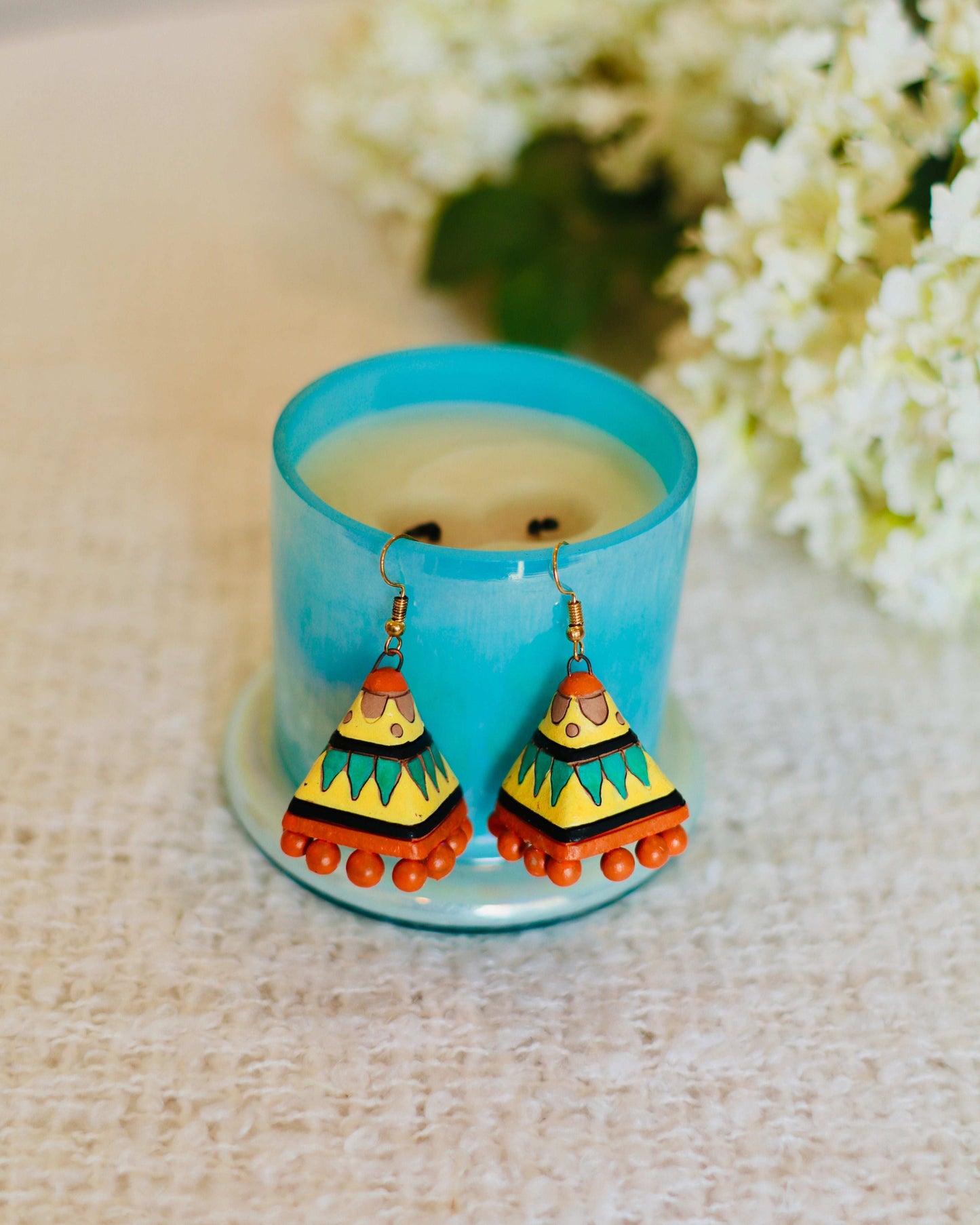 Artisan Terracotta Jhumka Earrings | Hand-Painted & Handcrafted - Occean By Soumali