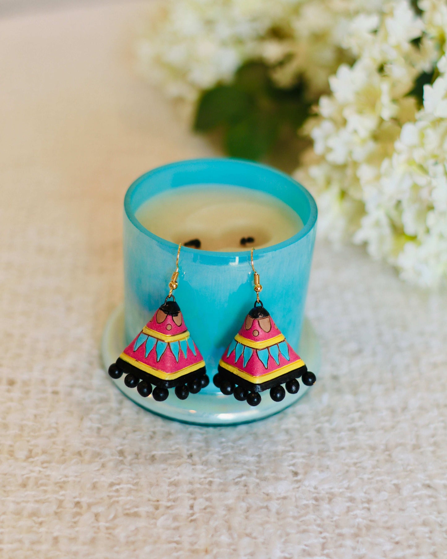 Artisan Terracotta Jhumka Earrings | Hand-Painted & Handcrafted - Occean By Soumali