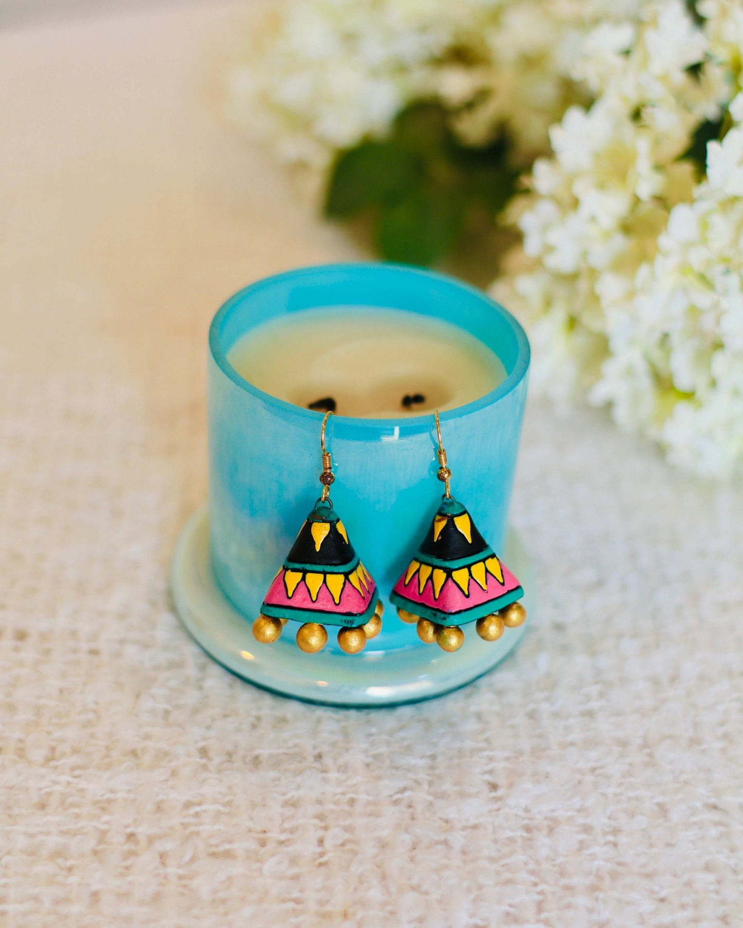 Artisan Terracotta Jhumka Earrings | Hand-Painted & Handcrafted - Occean By Soumali