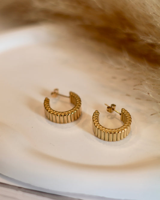 Chunky Gold Pave Hoop Earrings