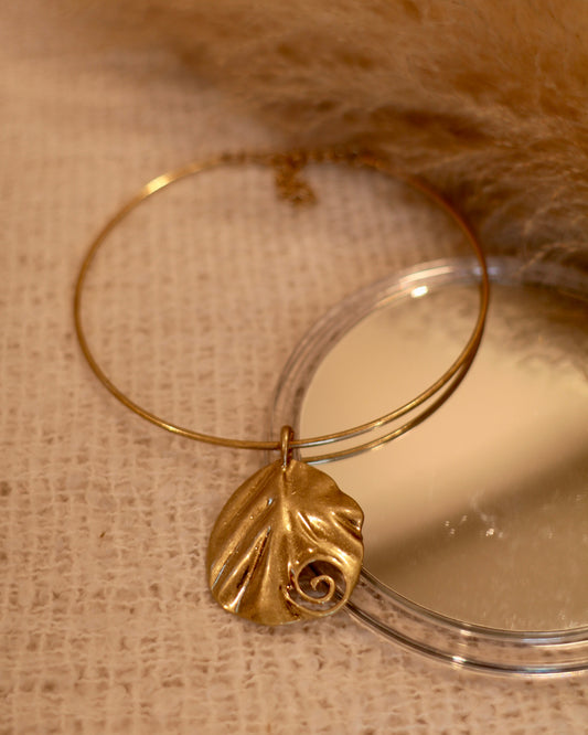 Contemporary Statement Gold Leaf Choker Necklace