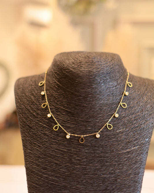 Elegant Gold Choker with Gemstone & Charm Accents