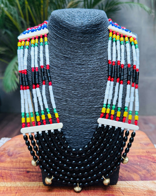 Elegant Multicolour Statement Necklace with Multiple Strands