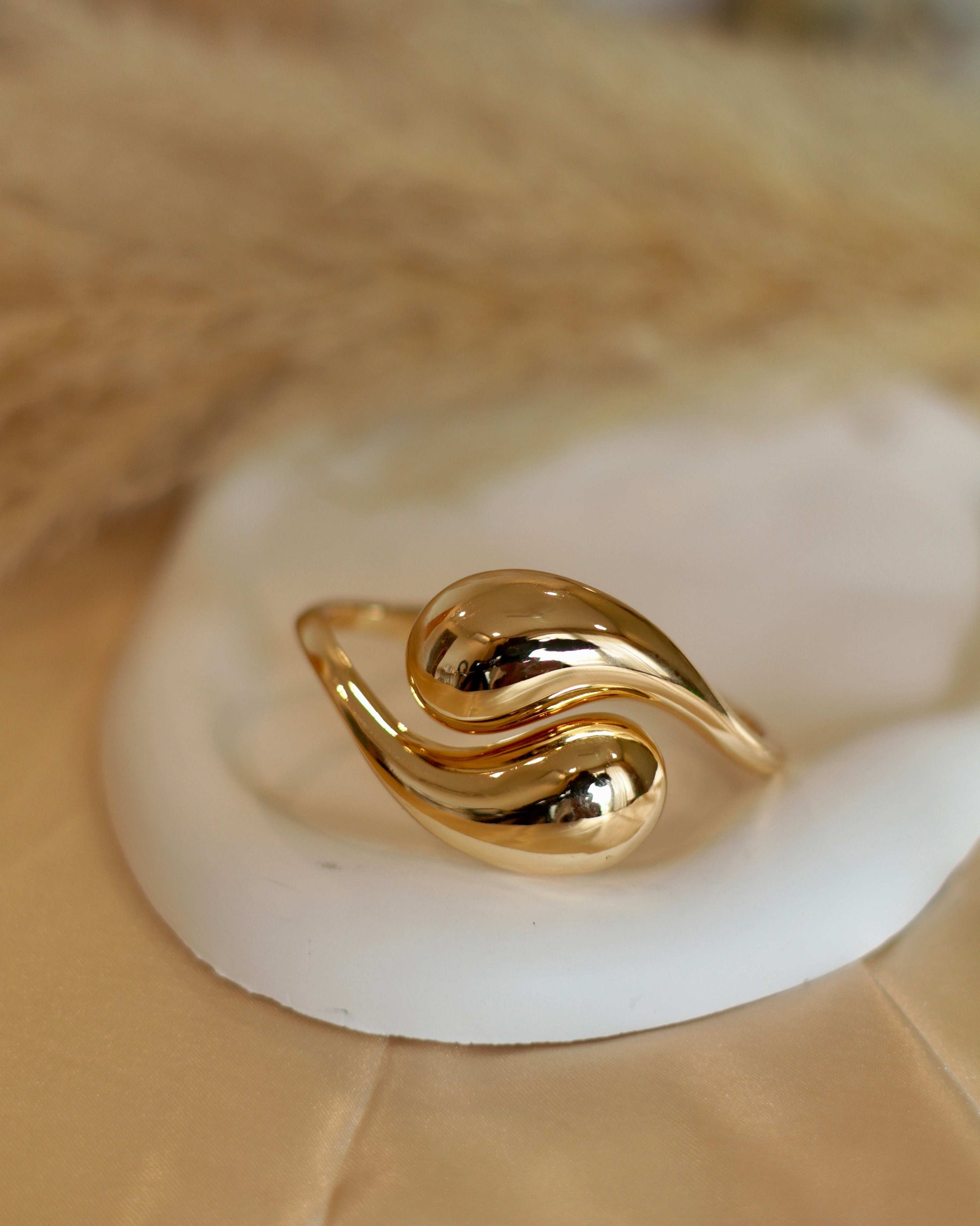 Golden Elegant Open Petal Kada Bracelet - Anti-Tarnish - Occean By Soumali