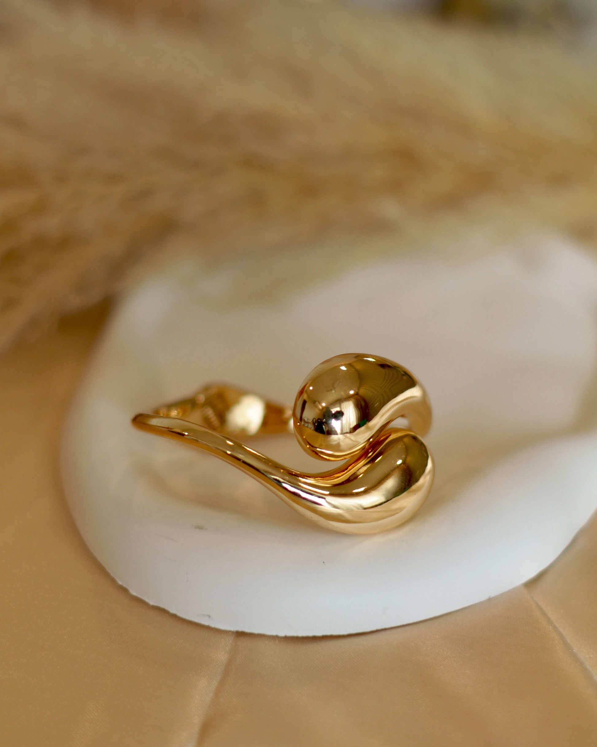 Golden Elegant Open Petal Kada Bracelet - Anti-Tarnish - Occean By Soumali