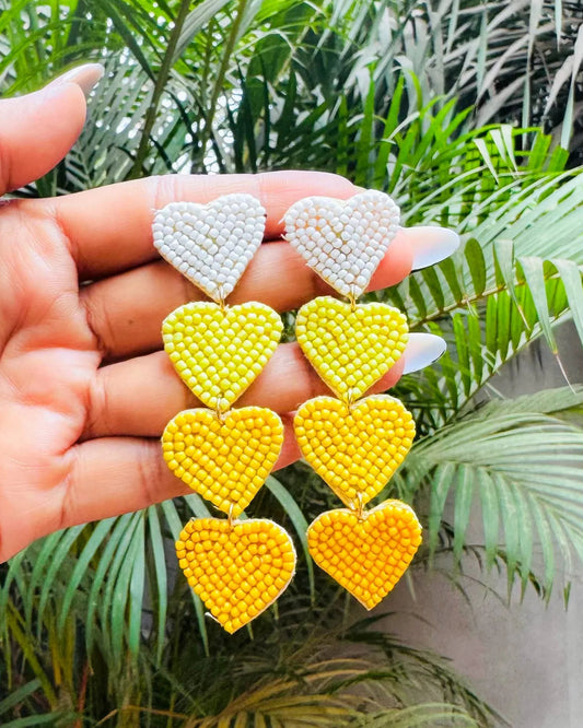 Yellow heart-shaped earrings