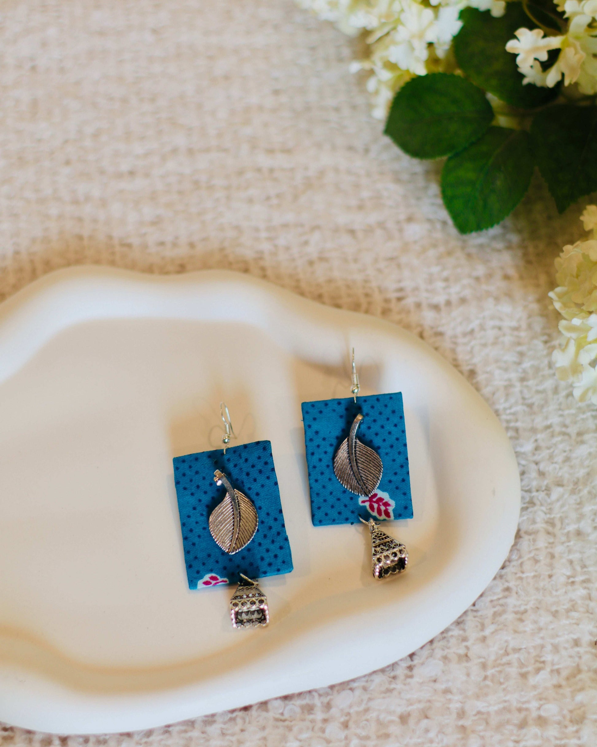 Handmade Fabric Drop Earrings - Modern & Classy - Occean By Soumali