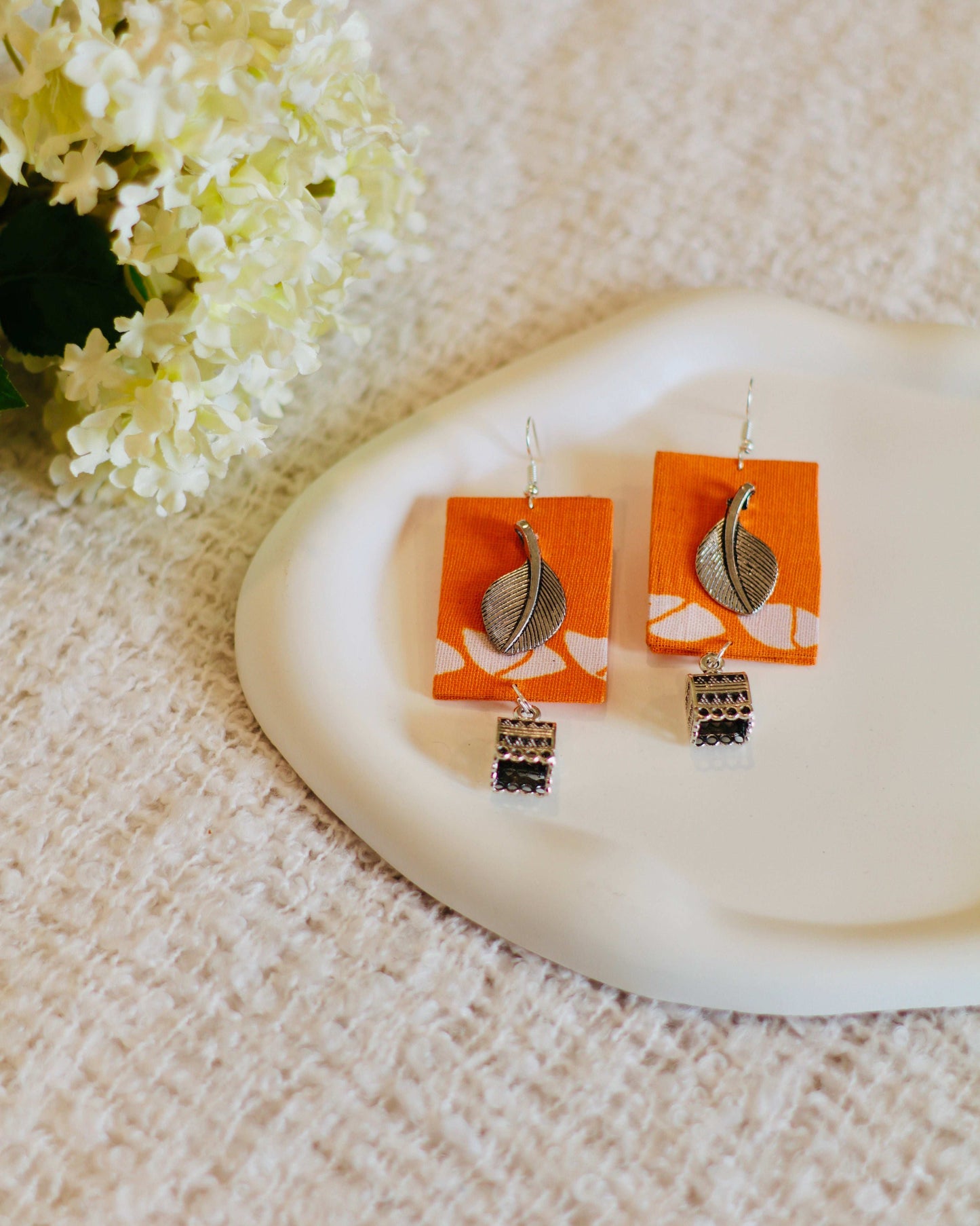 Handmade Fabric Drop Earrings - Modern & Classy - Occean By Soumali