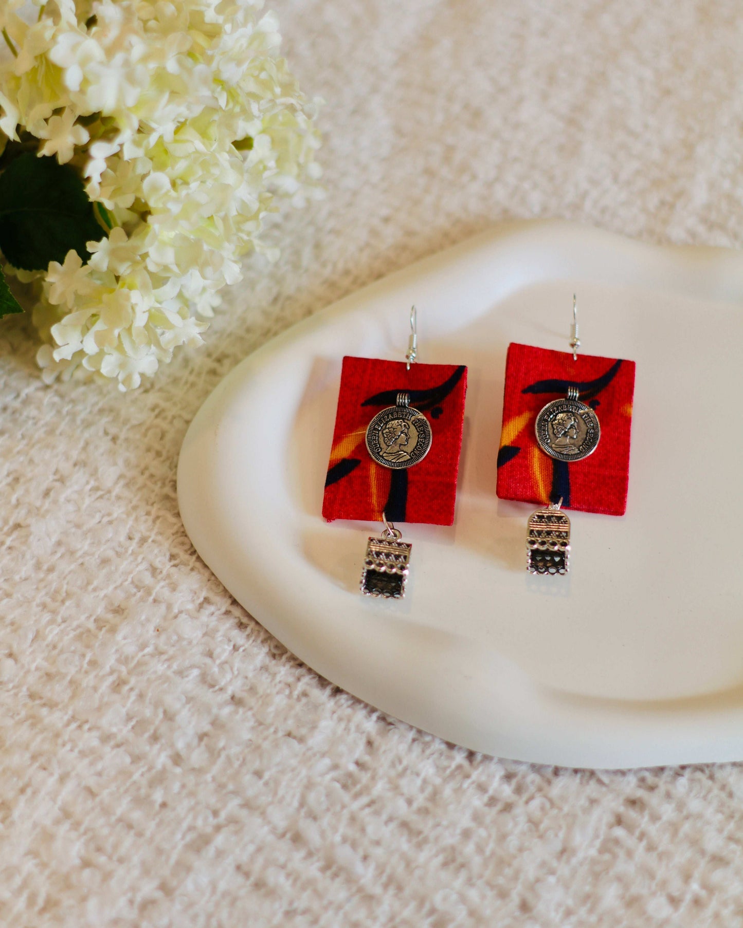 Handmade Fabric Drop Earrings - Modern & Classy - Occean By Soumali