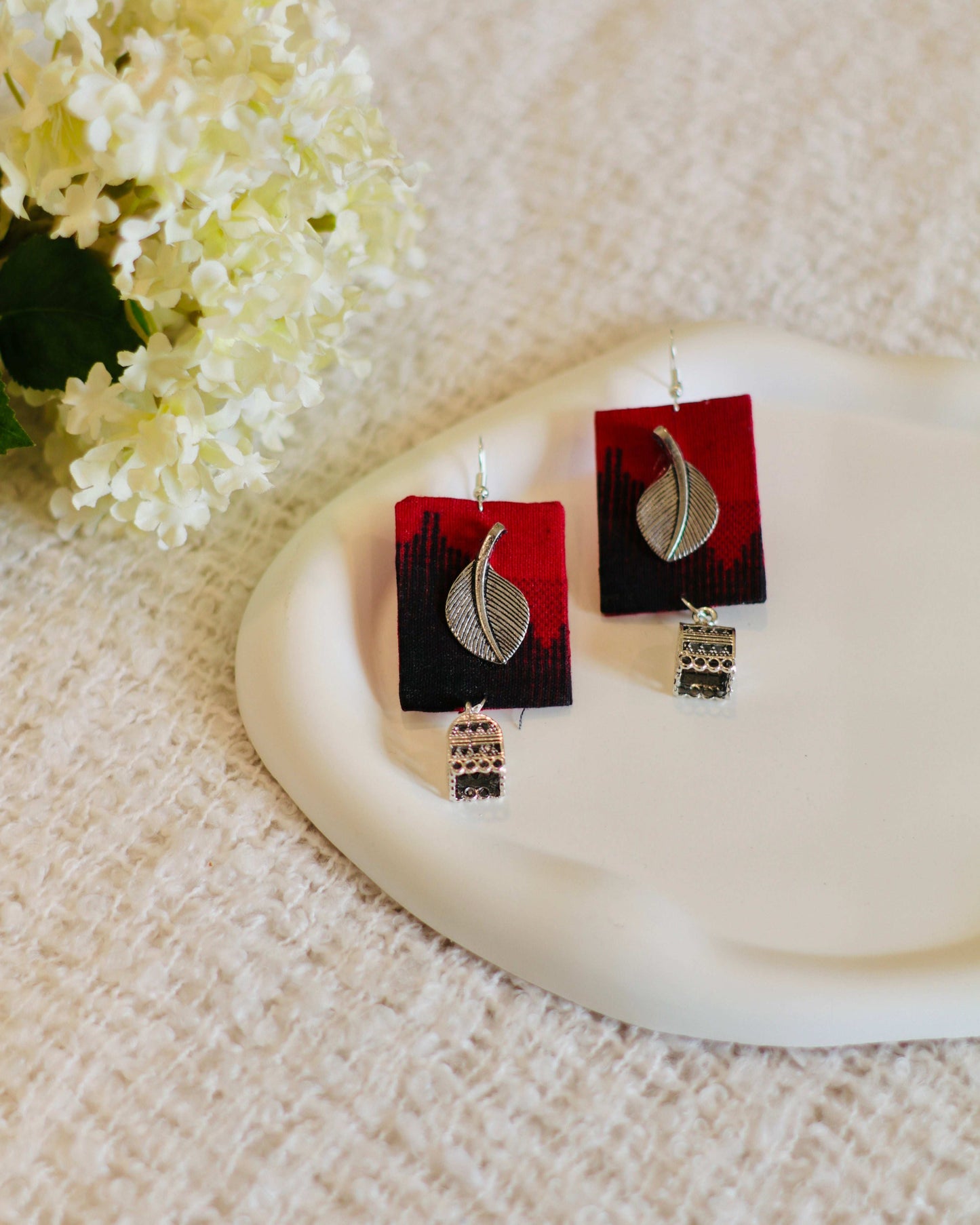 Handmade Fabric Drop Earrings - Modern & Classy - Occean By Soumali