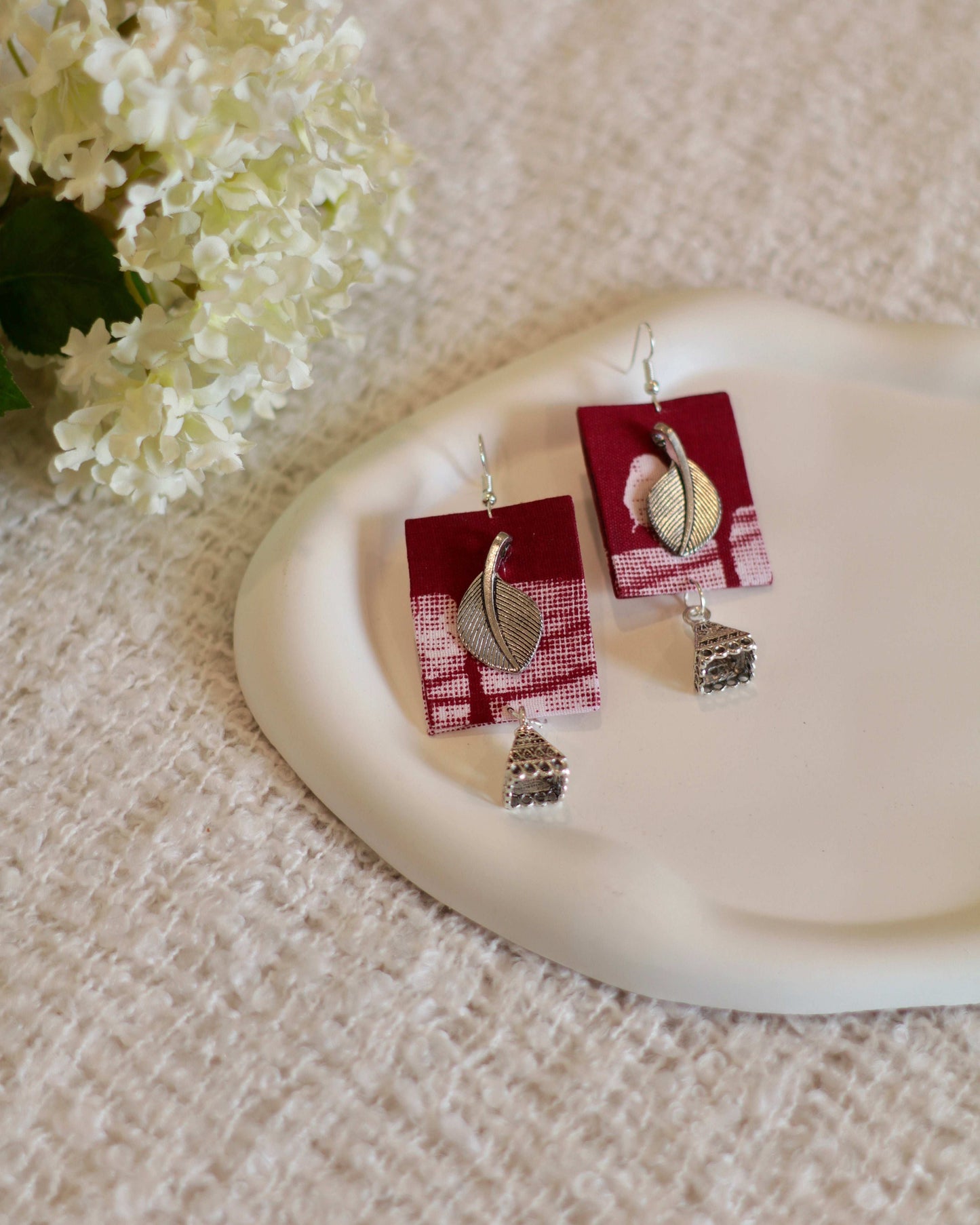 Handmade Fabric Drop Earrings - Modern & Classy - Occean By Soumali