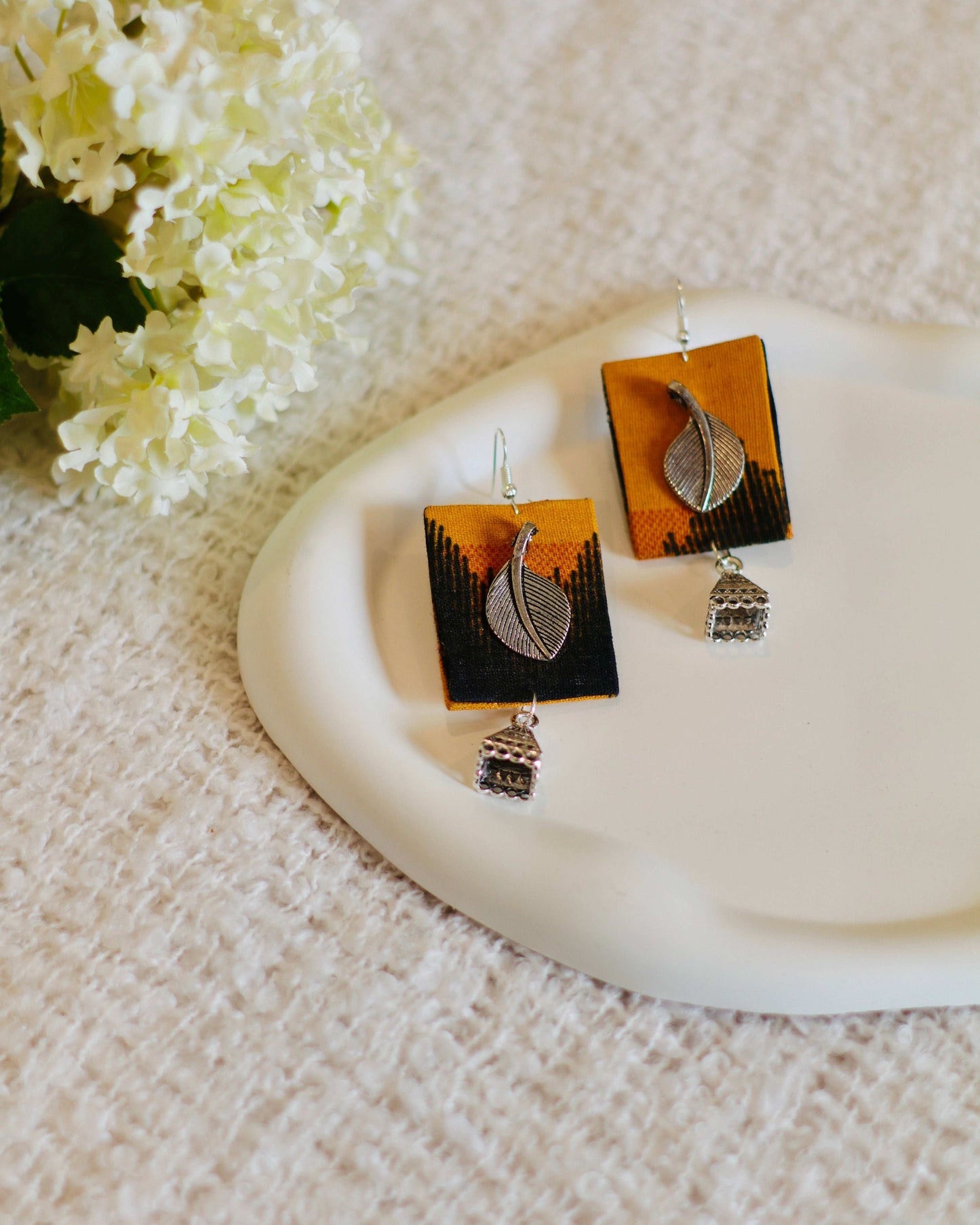 Handmade Fabric Drop Earrings - Modern & Classy - Occean By Soumali