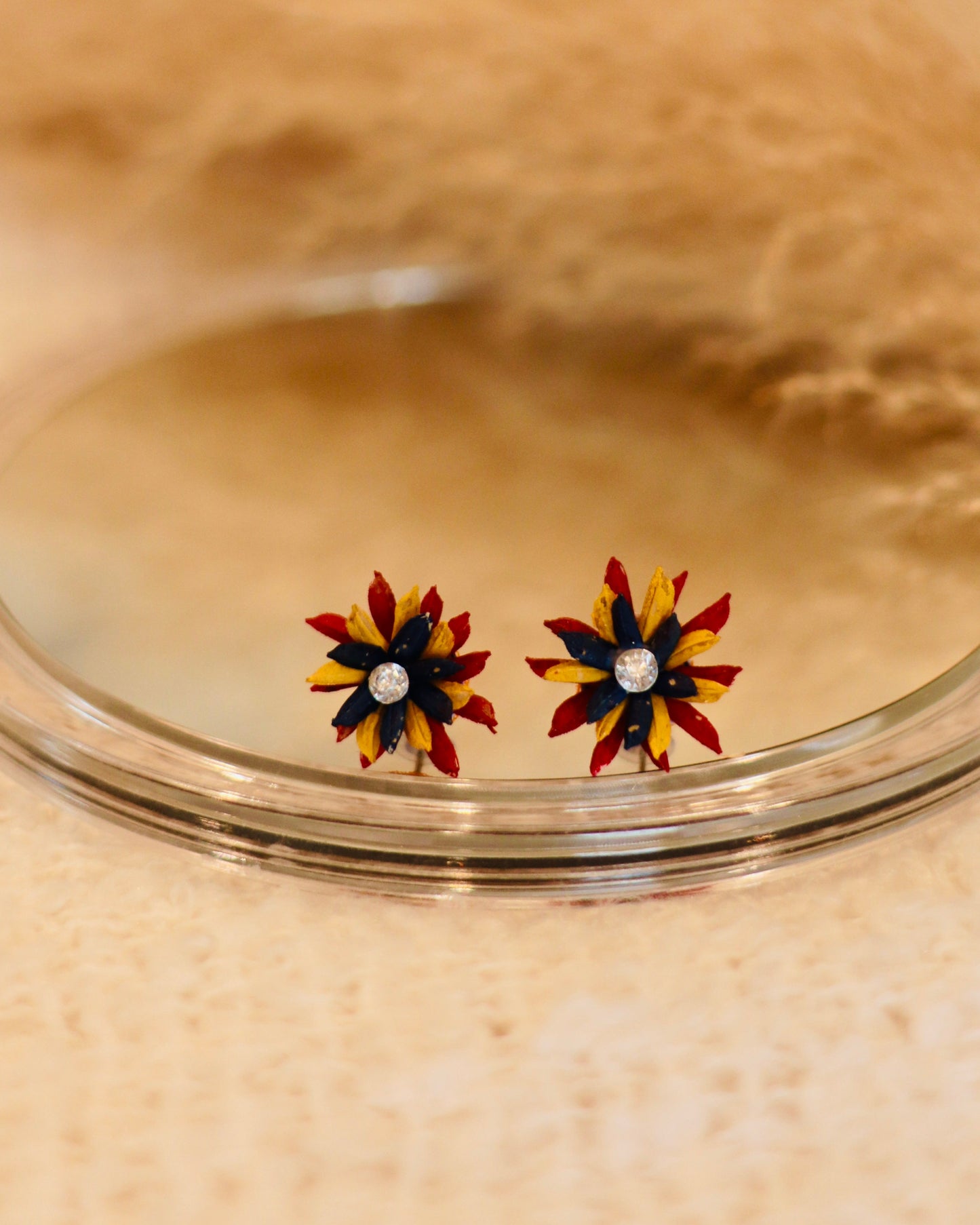 Lightweight Multicolour Rice Grain Stud Earrings