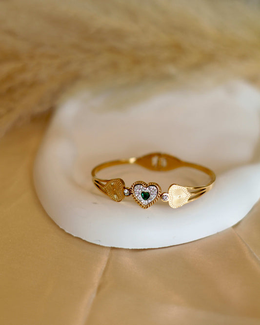 Love Gold-Plated Green Stone Detailing Bracelet - Occean By Soumali