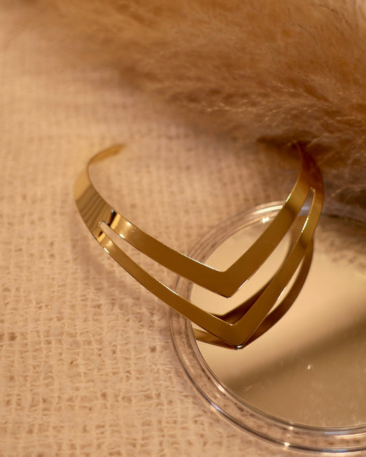 Modern Gold V-Shape Statement Cuff Necklace
