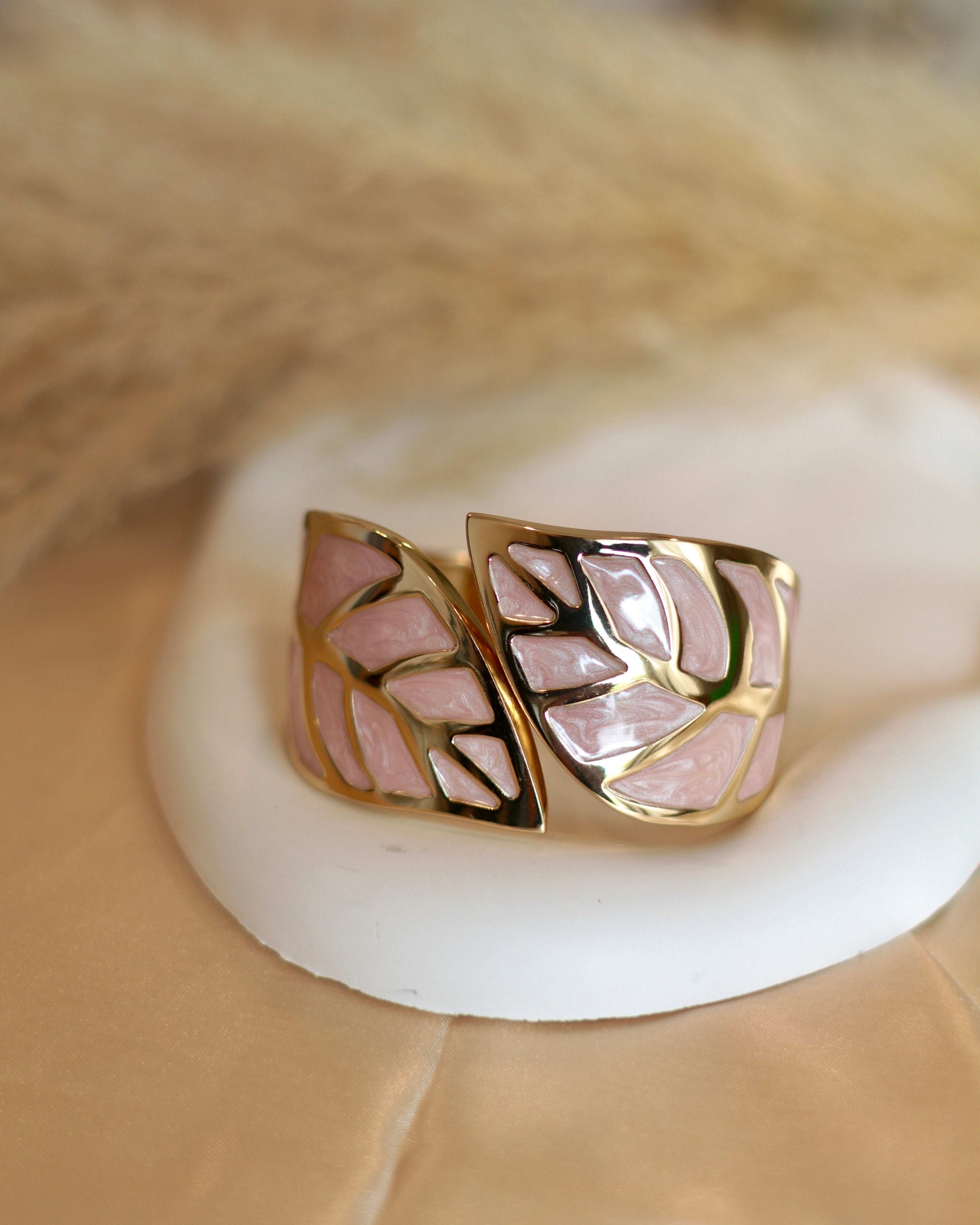 Pink & Golden Leaf Design Bracelet - Party Perfect - Occean By Soumali