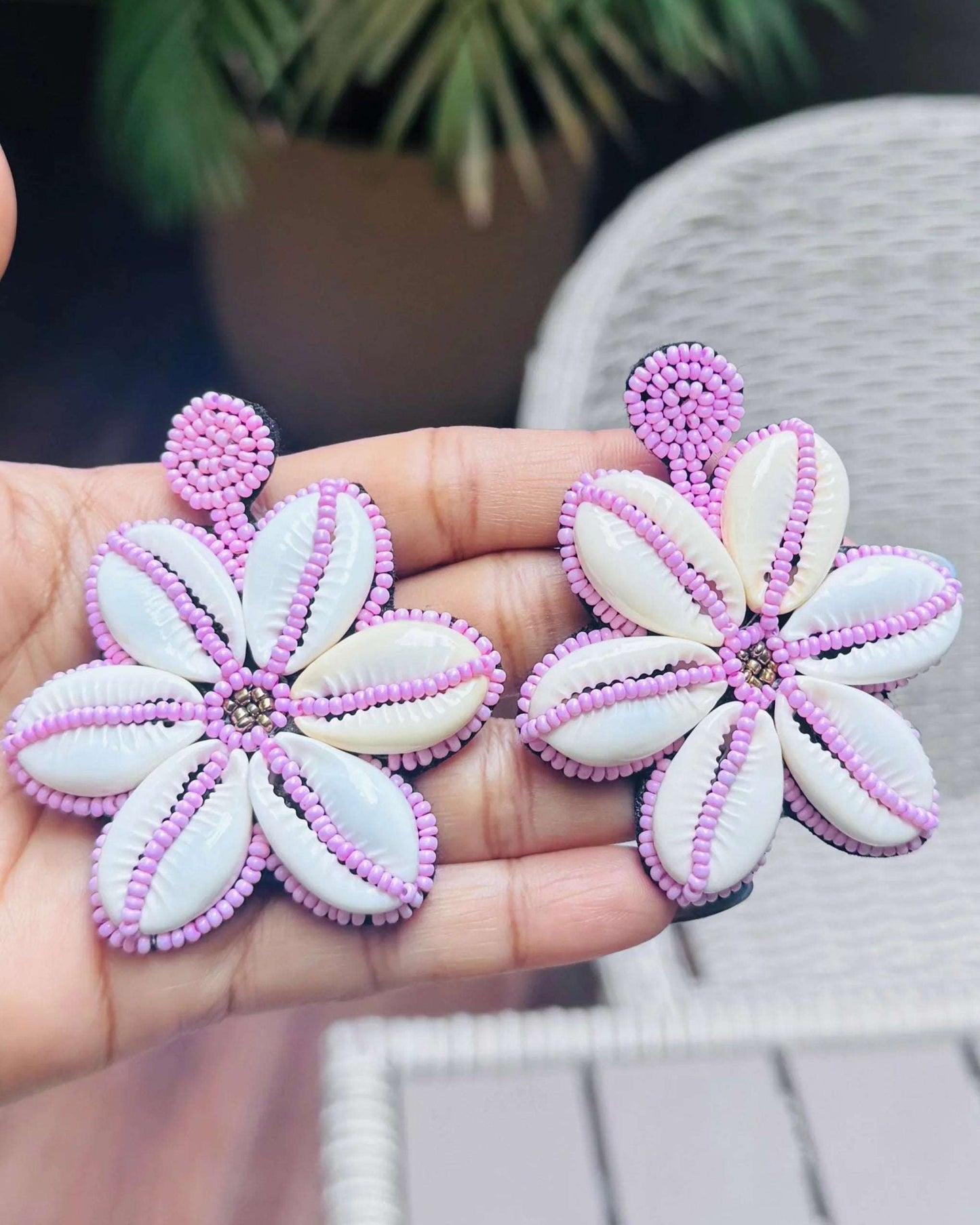 Pink & White Beads Festival Dangles Earrings Minimal Jewellery for Women and Girls - Occean By Soumali