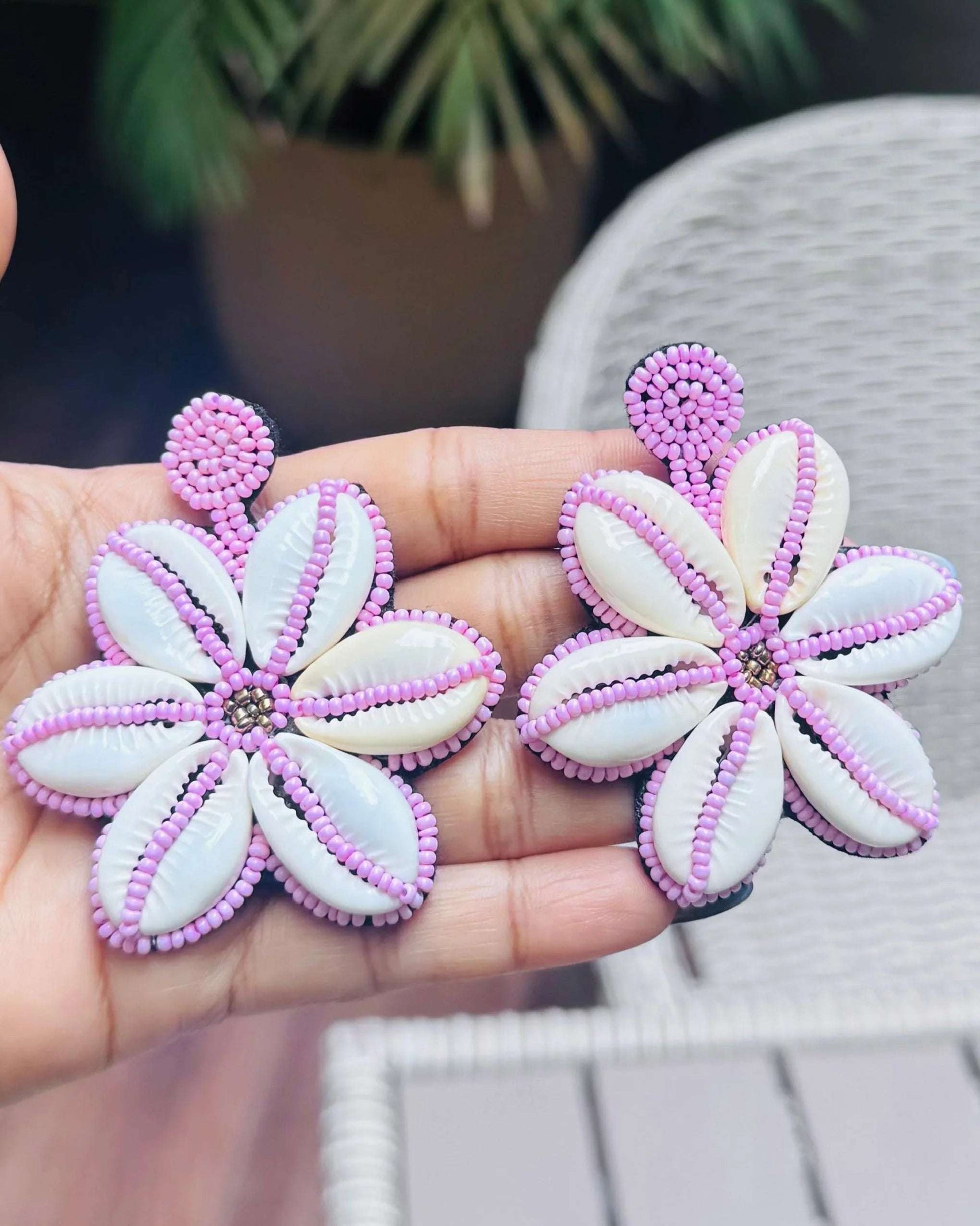 Pink & White Beads Festival Dangles Earrings Minimal Jewellery for Women and Girls - Occean By Soumali