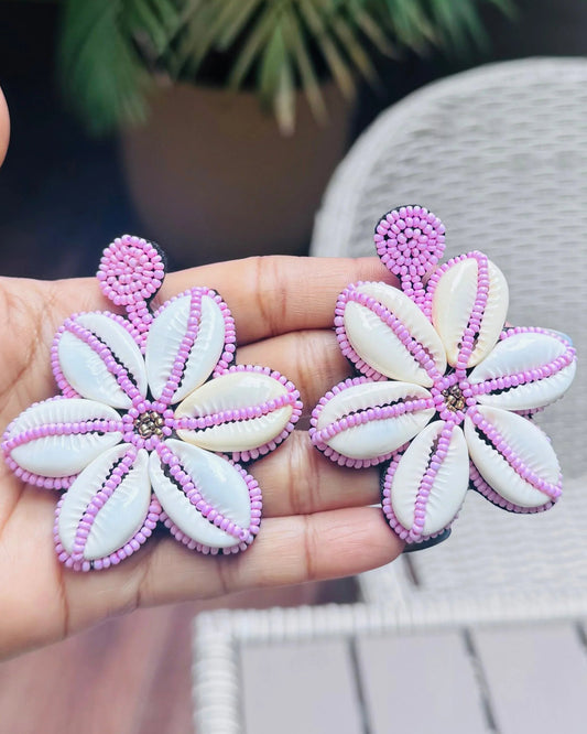 Pink & White Beads Festival Dangles Earrings Minimal Jewellery for Women and Girls
