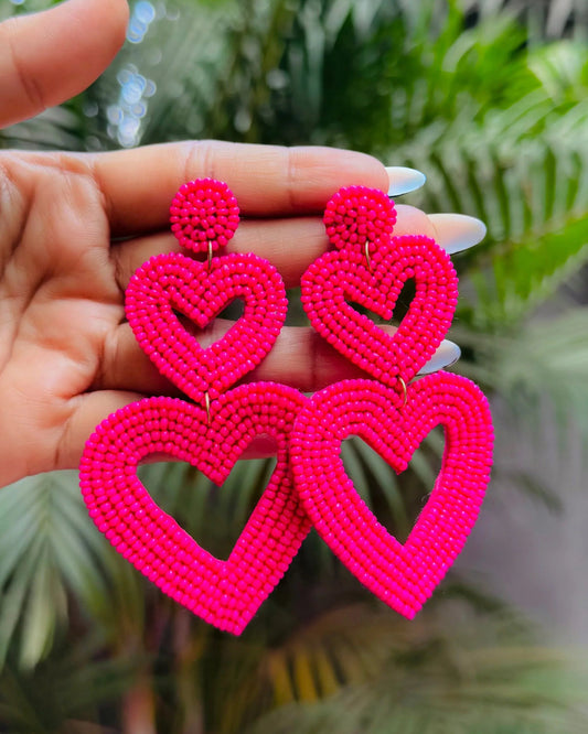 Pink heart-shaped earrings